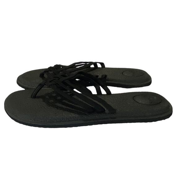 SANUK Yoga Mat Salty Strappy flip flop sandal Black Size 9 - Picture 1 of 9
